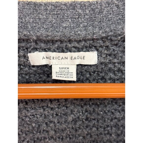 American Eagle Womens Gray V-Neck Button-Up Cardigan Sweater S - Picture 3 of 6